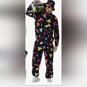 Mens Retro 80's Track Suit Geometric Print Size Xl